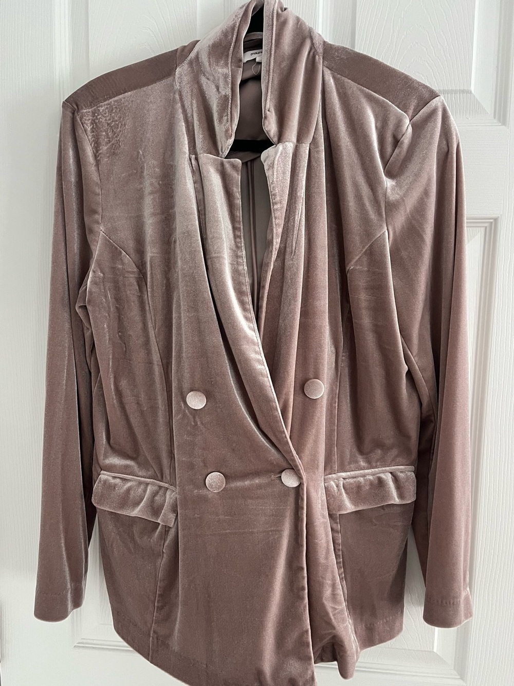 Maurices Mauve Velvet Double-Breasted Blazer